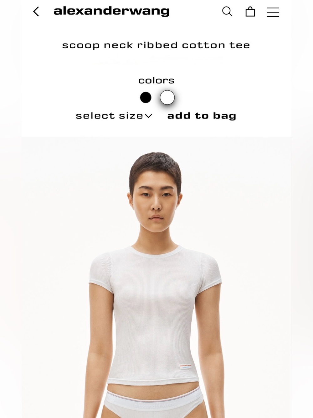 Alexander Wang Scoop Neck Ribbed Cotton Tee